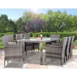 Set Tavolo E Sedie Da Giardino 8 Sedie Impilabili Tavolo 190x90cm Arredo Esterno -Giardino di Lusso 56113320 3