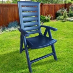 Sedia Pieghevole Esterno Poltrona Giardino Campeggio Reclinabile 5 Posizioni Blu -Giardino di Lusso 56397103 4