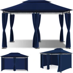 KESSER® - Padiglione 3x4m Comprese Pareti Laterali Con Cerniere, Tendone Per Feste Quadrato Tenda Per Feste Tenda Da Giardino Gazebo Tenda Da Giardino Di Lusso Padiglione Da Giardino Navyblau (de) -Giardino di Lusso 57143770 2