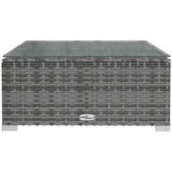 Tavolino Da Giardino Grigio 60x60x30 Cm In Polyrattan E Vetro VidaXL -Giardino di Lusso 57264030 4