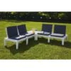 Set Salotto Da Esterno, Set Da Giardino Con 4 Sedute Con Schienale Ed 1 Modulo Multifunzione, Salottino Con Cuscini, 100% Made In Italy, Bianco -Giardino di Lusso 58336951 1