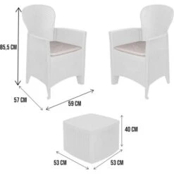 Set Salotto Da Esterno, Set Da Giardino Con 2 Poltrone Ed 1 Tavolino Contenitore, Salottino Effetto Rattan, 100% Made In Italy, Bianco -Giardino di Lusso 58336953 3