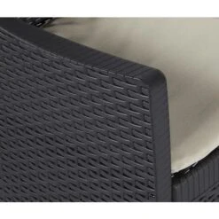 Set Salotto Da Esterno, Set Da Giardino Con 2 Poltrone Ed 1 Tavolino, Salottino Effetto Rattan Con Cuscini, 100% Made In Italy, Antracite -Giardino di Lusso 58337219 5