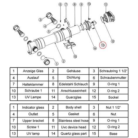 Pezzo Di Ricambio: Lampada UVC Per Il Depuratore Stagni SunSun CUV-624 6 Pezzo Di Ricambio: Lampada UVC Per Il Depuratore Stagni SunSun CUV-624 - immagine 4