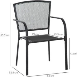 Outsunny Set 2 Sedie Da Giardino In Metallo, Per Cortile, Patio E Terrazza, Nero -Giardino di Lusso 59115824 3
