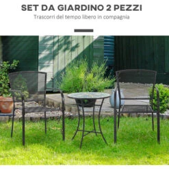 Outsunny Set 2 Sedie Da Giardino In Metallo, Per Cortile, Patio E Terrazza, Nero -Giardino di Lusso 59115824 4