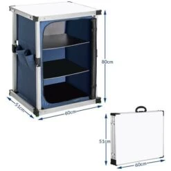 Mobile Cucina Da Campeggio Armadietto Pieghevole In Metallo E Tessuto 3 Ripiani -Giardino di Lusso 59328965 4