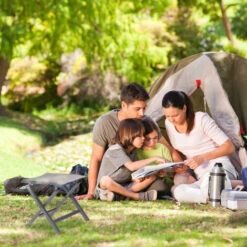 Relaxdays 10020935127 Sgabello Pieghevole Per Giardino, Campeggio, Imbottito, Alluminio, HxLxP 41x48x41 Cm, Beige -Giardino di Lusso 62278563 3