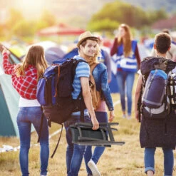 Relaxdays 10020935127 Sgabello Pieghevole Per Giardino, Campeggio, Imbottito, Alluminio, HxLxP 41x48x41 Cm, Beige -Giardino di Lusso 62278563 5