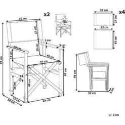 Set Di 2 Sedie Da Regista Per Giardino In Legno Chiaro Grigio E Olive Verde Cine -Giardino di Lusso 62944111 3