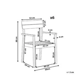 Set Di 6 Sedie Da Giardino In Legno Di Acacia Rustico Con Braccioli Fornelli -Giardino di Lusso 62944261 3