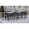 Dmora Tavolo Da Esterno Roma, Tavolo Rettangolare Allungabile Da Pranzo, Tavolo Da Giardino Estensibile Effetto Rattan, 100% Made In Italy, Cm 150x90h72, Antracite