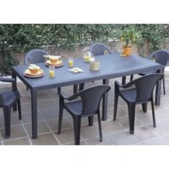 Dmora Tavolo Da Esterno Roma, Tavolo Rettangolare Allungabile Da Pranzo, Tavolo Da Giardino Estensibile Effetto Rattan, 100% Made In Italy, Cm 150x90h72, Antracite -Giardino di Lusso 63752077 4