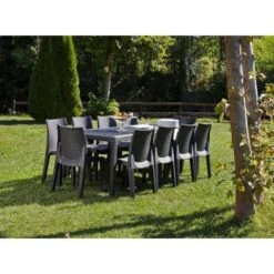 Dmora Tavolo Da Esterno Roma, Tavolo Rettangolare Allungabile Da Pranzo, Tavolo Da Giardino Estensibile Effetto Rattan, 100% Made In Italy, Cm 150x90h72, Antracite -Giardino di Lusso 63752077 5