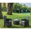Dmora Set Salotto Da Esterno Napoli, Set Da Giardino Con 2 Poltrone Ed 1 Tavolino Contenitore, Salottino Effetto Rattan, 100% Made In Italy, Antracite