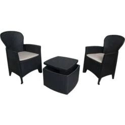 Dmora Set Salotto Da Esterno Napoli, Set Da Giardino Con 2 Poltrone Ed 1 Tavolino Contenitore, Salottino Effetto Rattan, 100% Made In Italy, Antracite -Giardino di Lusso 63752161 3