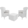Dmora Set Salotto Da Esterno Napoli, Set Da Giardino Con 2 Poltrone Ed 1 Tavolino Contenitore, Salottino Effetto Rattan, 100% Made In Italy, Bianco