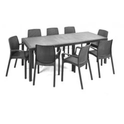 Dmora Sedia Da Esterno Viterbo, Seduta Da Giardino, Sedia Per Tavolo Da Pranzo, Poltrona Outdoor Effetto Rattan, 100 % Made In Italy, Set Da 4, Cm 54x60h82, Antracite -Giardino di Lusso 63754983 5