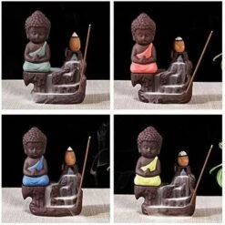 Bruciatore Di Incenso A Riflusso, Portaincenso Piccolo Monaco Buddha Porta Bastoncini A Torre, Portaincenso Con Coni Di Incenso A Riflusso -Giardino di Lusso 63843538 5