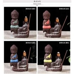 Bruciatore Di Incenso A Riflusso, Portaincenso A Forma Di Piccolo Monaco Buddha Porta Coni A Torre, Porta Incenso Con Coni Di Incenso A Riflusso (blu) -Giardino di Lusso 63849766 5