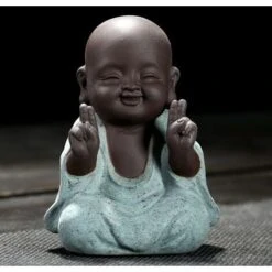Statua Di Buddha In Miniatura In Ceramica Cute Tea Pet Monk Statue Crafts Mini Ornament Buddha Figurine Home Table Decoration -Giardino di Lusso 63849867 3