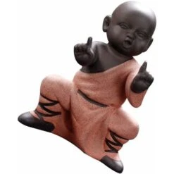 Mini Monaco Ornamenti Statua Di Buddha Kung Fu Tea Pet Zen Garden Tè Vassoio Figura Per Kung Fu Vassoio Da Tè Car Home Office Decoration (Rosso)