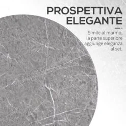 Outsunny Tavolini Da Salotto, Set 2 Pezzi Con Piano Effetto Marmo In Metallo, Nero -Giardino di Lusso 64420385 5