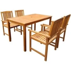 Set Da Pranzo Da Giardino 5 Pz In Legno Massello Di Acacia VidaXL