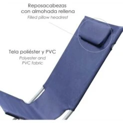 Sedia Sdraio In ACCIAIO PIEGHEVOLE Con POGGIATESTA PAPILLON Colore BLU' -Giardino di Lusso 64927540 4