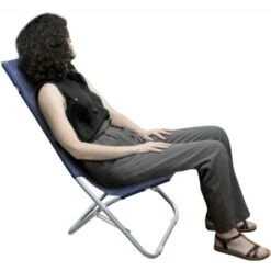 Sedia Sdraio In ACCIAIO PIEGHEVOLE Con POGGIATESTA PAPILLON Colore BLU' -Giardino di Lusso 64927540 5