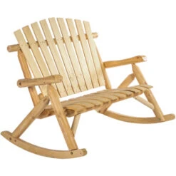 Outsunny Dondolo Panchina Da Giardino 2 Posti In Legno, 96x112.5x100cm