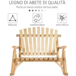 Outsunny Dondolo Panchina Da Giardino 2 Posti In Legno, 96x112.5x100cm -Giardino di Lusso 6499616 5