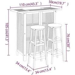 Set Da Bar Per Giardino 3 Pz In Legno Massello Di Acacia VidaXL -Giardino di Lusso 65642613 3