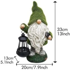 Statua Di Gnomo Da Giardino Che Tiene Una Lanterna, Gnomo Da Esterno Con Luce Solare -Giardino di Lusso 67411066 3