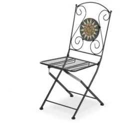 Sedie Da Esterno Pieghevoli Ferro E Mosaico Musa Nero 2 Pezzi 7 Sedie Da Esterno Pieghevoli Ferro E Mosaico Musa Nero 2 Pezzi -Giardino di Lusso 67462349 3