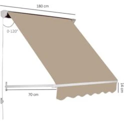 Outsunny Tenda Da Sole Avvolgibile A Caduta Impermeabile, Beige, 180x70cm -Giardino di Lusso 6812758 3