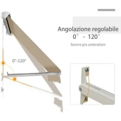 Outsunny Tenda Da Sole Avvolgibile A Caduta Impermeabile, Beige, 180x70cm -Giardino di Lusso 6812758 5