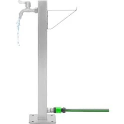 Fontanella D'acqua A Colonna Con Rubinetto In Acciaio Inox Quadrata 5x5x65 Cm -Giardino di Lusso 68540346 5