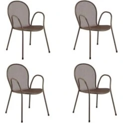EMU Ronda 4 Pezzi , Sedia Con BRACCIOLI Art. 116 Colore Marrone D' India (41) , Made In Italy