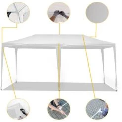 Gazebo Toboli 3x6m Per Feste Bianco Struttura Robusta 6 Teli Laterali Impermeabile Protezione UV -Giardino di Lusso 69645254 3