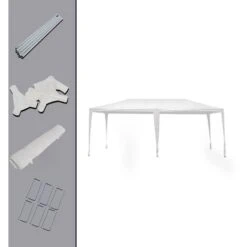 Gazebo Toboli 3x6m Per Feste Bianco Struttura Robusta 6 Teli Laterali Impermeabile Protezione UV -Giardino di Lusso 69645254 4