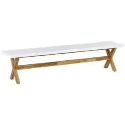 Panca Da Giardino 3 Posti In Cemento Grigio Con Gambe In Legno Olbia