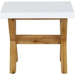 Sgabello Da Esterno In Cemento Grigio Con Struttura In Legno Olbia -Giardino di Lusso 70338565 4