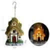 Casa Delle Fate Per Giardino Luci Da Giardino Solari Casa Delle Fate Degli Elfi Ornamento Da Giardino Esterno LED Impermeabile Luce Solare Marrone Casa Delle Fate In Resina Decorazione Del Giardino Pe