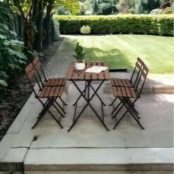 Set Tavolino E Quattro Sedie Da Giardino Modello Bistrot Nero -Giardino di Lusso 71802417 5