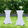 Set Di 2 Tavoli Alti Pieghevoli 105 CM E 2 Coperture Bianche -Giardino di Lusso 71919105 1