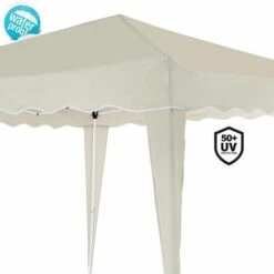 Gazebo 3x3 Pieghevole Ecru Impermeabile Richiudibile Tendone Giardino Con Sacca -Giardino di Lusso 7200041 4