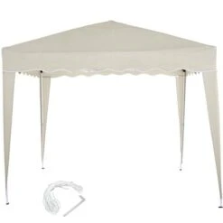 Gazebo 3x3 Pieghevole Ecru Impermeabile Richiudibile Tendone Giardino Con Sacca -Giardino di Lusso 7200041 5