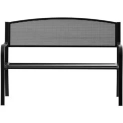 Outsunny Panchina Da Esterno In Acciaio, Nero, 127x60x85cm -Giardino di Lusso 7214088 4