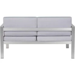 Divano Giardino 2 Posti Struttura In Alluminio Anodizzato Grigio Chiaro Con Cuscini Salerno -Giardino di Lusso 7214097 5